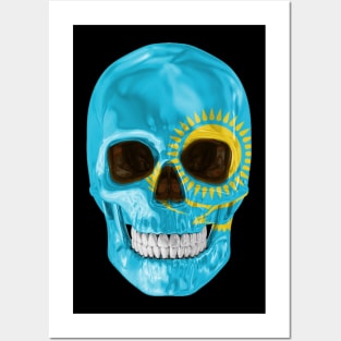 Kazakhstan Flag Skull - Gift for Kazakhstani With Roots From Kazakhstan Posters and Art